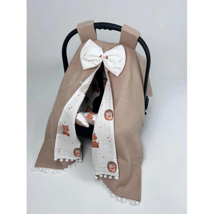 Babynest 8'li set bej waffle pike - tavşan tilki kirpi desenli müslin