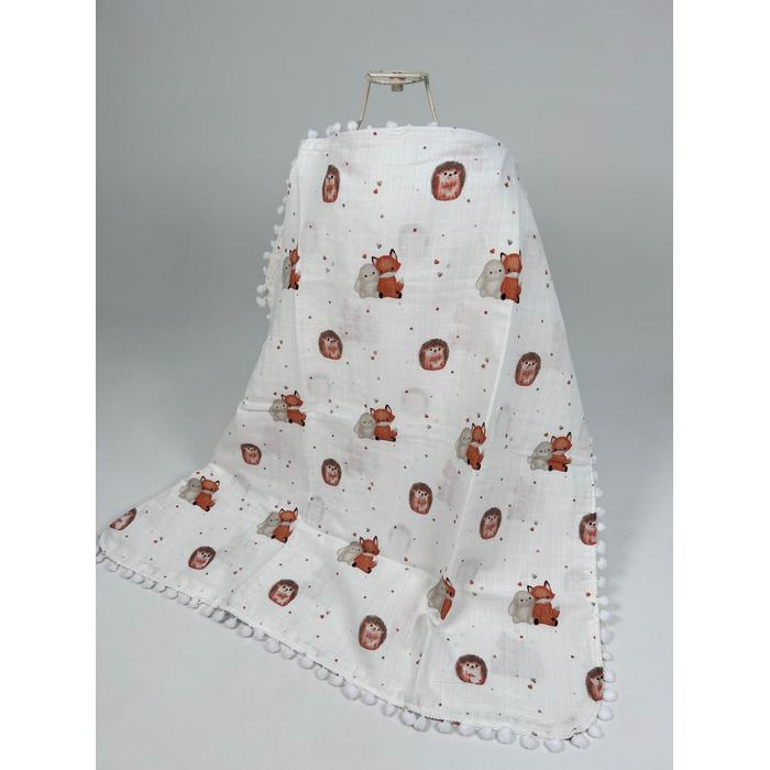 Babynest 8'li set bej waffle pike - tavşan tilki kirpi desenli müslin