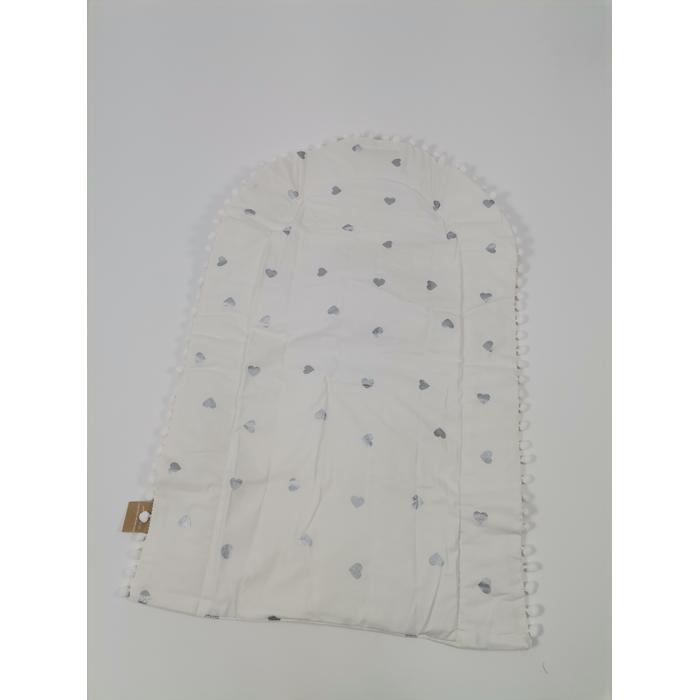 Yuvarlak babynestli 9 'lu set krem waffle pike - gümüş kalpli poplin