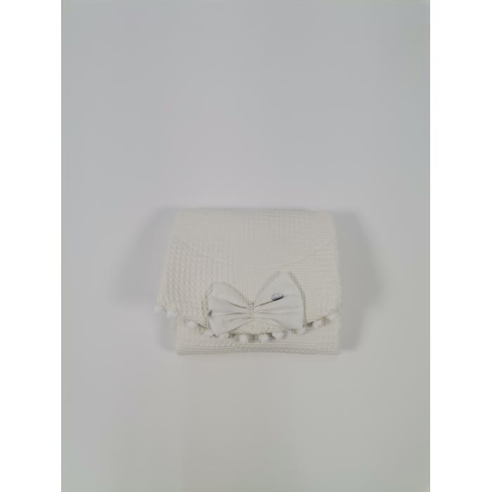 Yuvarlak babynestli 9 'lu set krem waffle pike - gümüş kalpli poplin