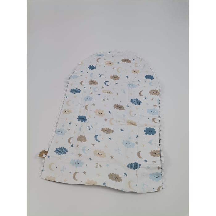 Yuvarlak babynestli 9'lu set koyu gri waffle pike - mavi aylı bulutlu müslin