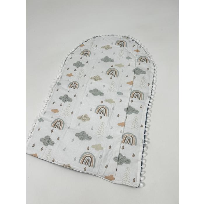 Yuvarlak babynestli 9'lu set indigo mavi pike - gökkuşaklı poplin