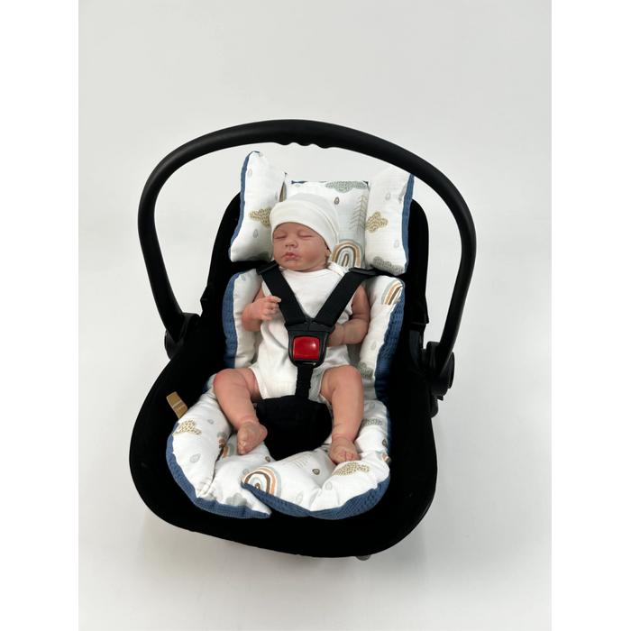 Yuvarlak babynestli 9'lu set indigo mavi waffle pike - gökkuşaklı müslin