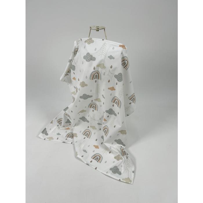 Yuvarlak babynestli 9'lu set indigo mavi pike - gökkuşaklı poplin