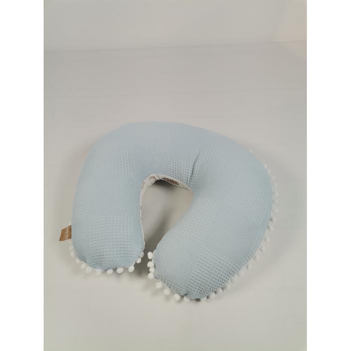 Yuvarlak babynestli 9'lu set mavi waffle pike - mavi aylı bulutlu müslin