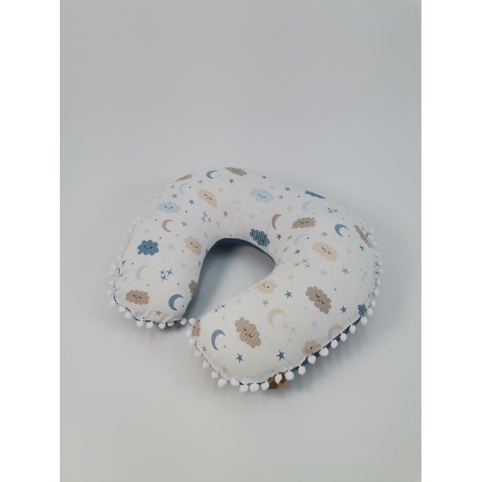 Yuvarlak babynestli 9'lu set indigo mavi waffle pike - mavi aylı bulutlu müslin