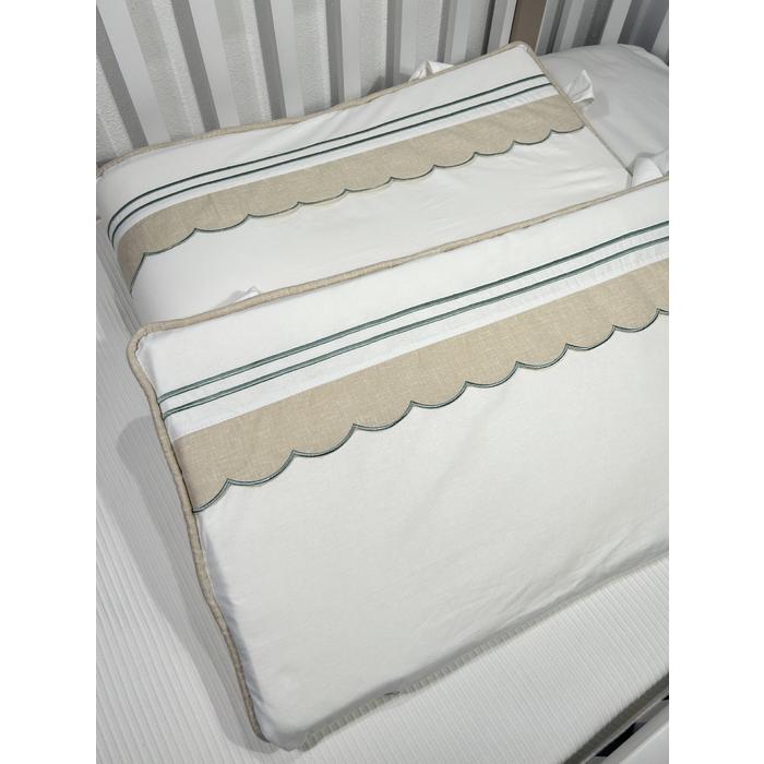 Beşik korumalığı beyaz poplin - bej İsviçre keteni 2