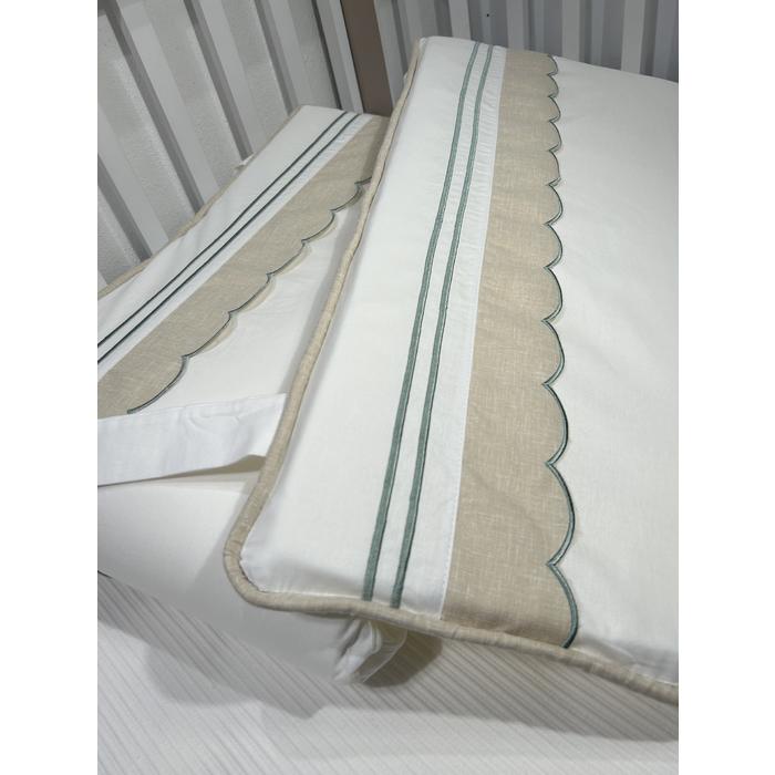 Beşik korumalığı beyaz poplin - bej İsviçre keteni 2