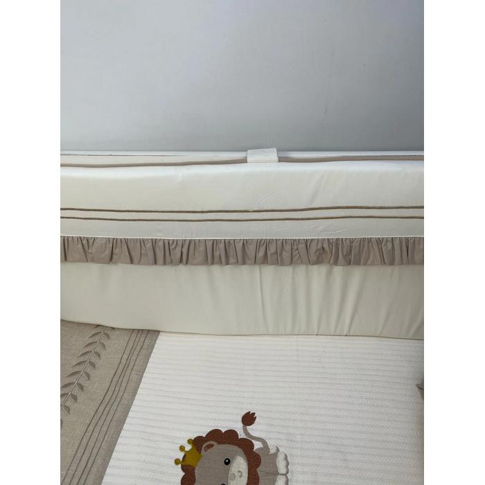 Beşik korumalığı fitilli krem poplin - bej poplin fırfırlı