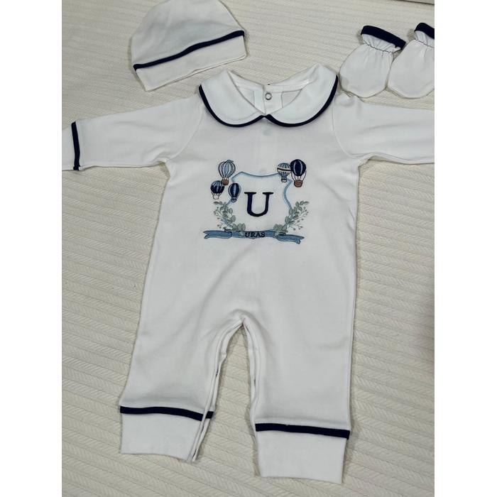 Beyaz - lacivert biyeli tulum takım 3