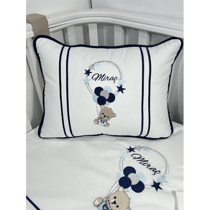 Nevresim takımı 4 parça beyaz ve lacivert poplin 2