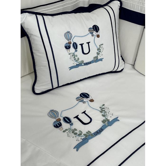 Nevresim takımı 4 parça beyaz ve lacivert poplin