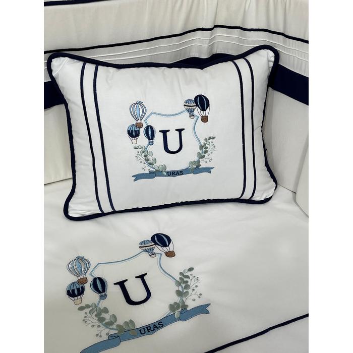 Nevresim takımı 4 parça beyaz ve lacivert poplin