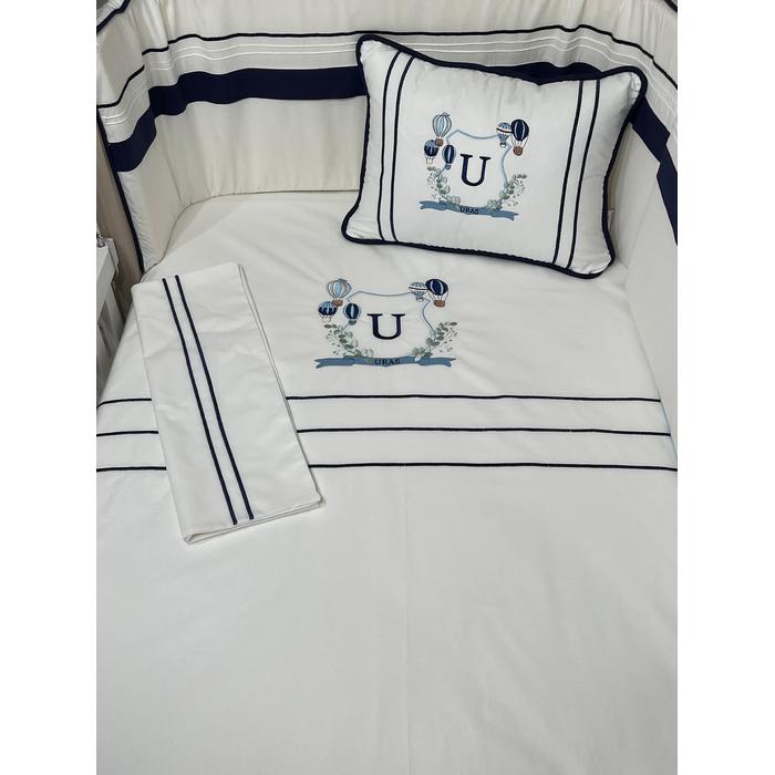 Nevresim takımı 4 parça beyaz ve lacivert poplin