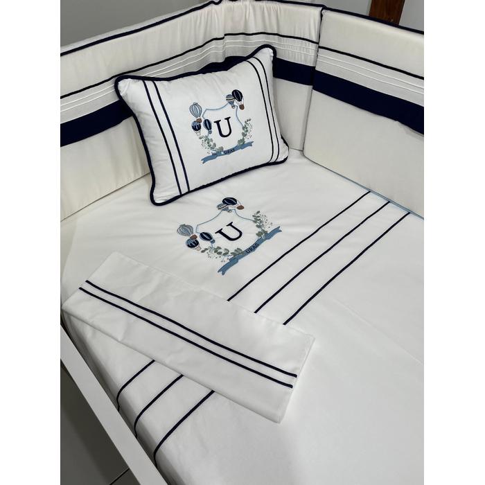 Nevresim takımı 4 parça beyaz ve lacivert poplin