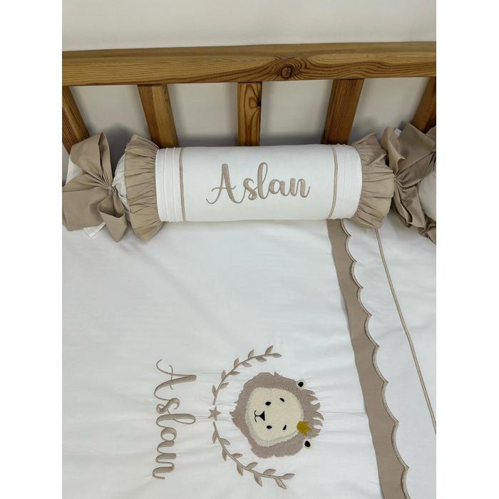 Nevresim takımı 5 parça  beyaz  ve bej poplin 2