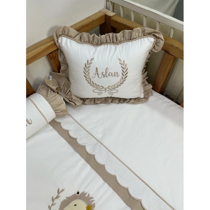 Nevresim takımı 5 parça  beyaz  ve bej poplin 2