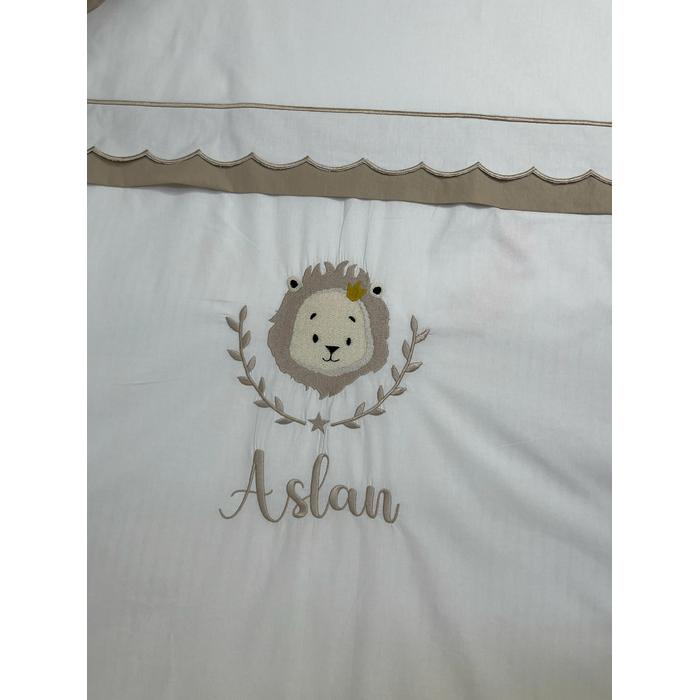 Nevresim takımı 5 parça  beyaz  ve bej poplin 2