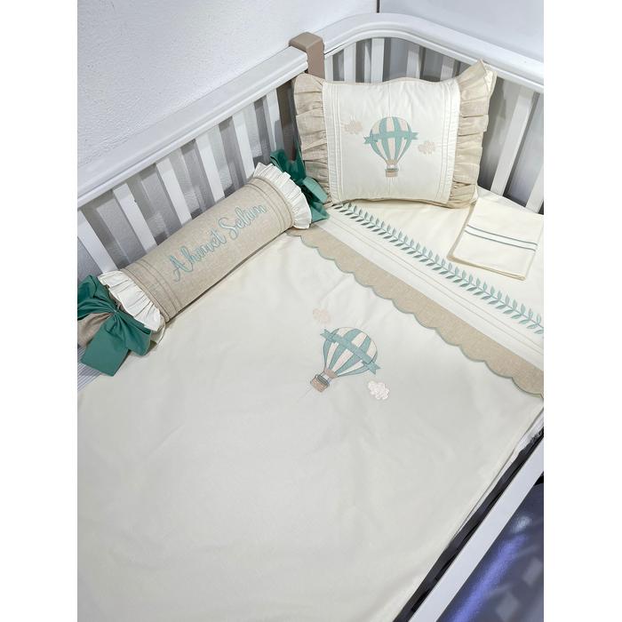 Nevresim takımı 5 parça krem poplin - bej isviçre keten 