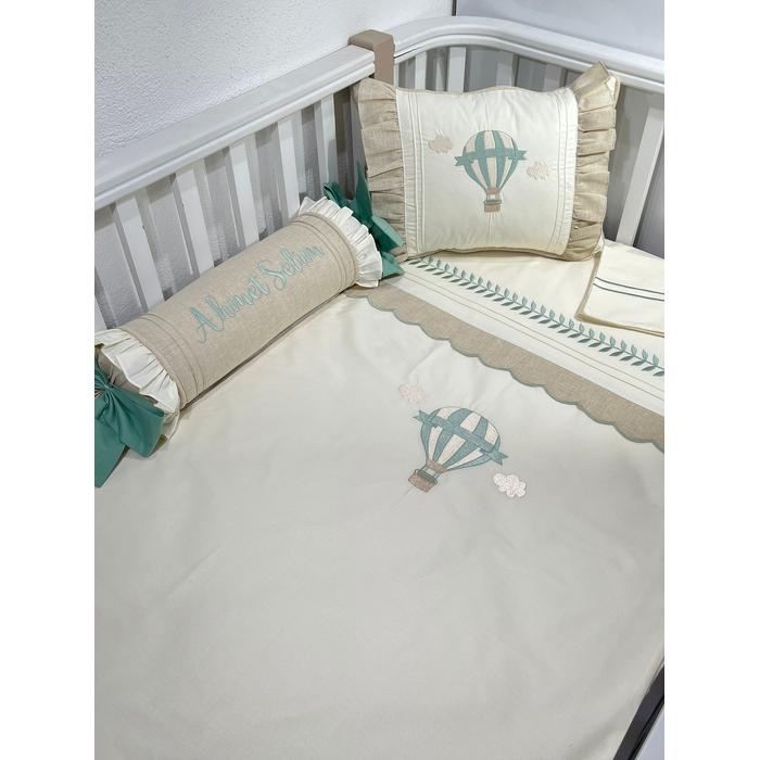 Nevresim takımı 5 parça krem poplin - bej isviçre keten 