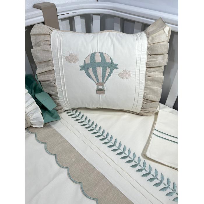 Nevresim takımı 5 parça krem poplin - bej isviçre keten 