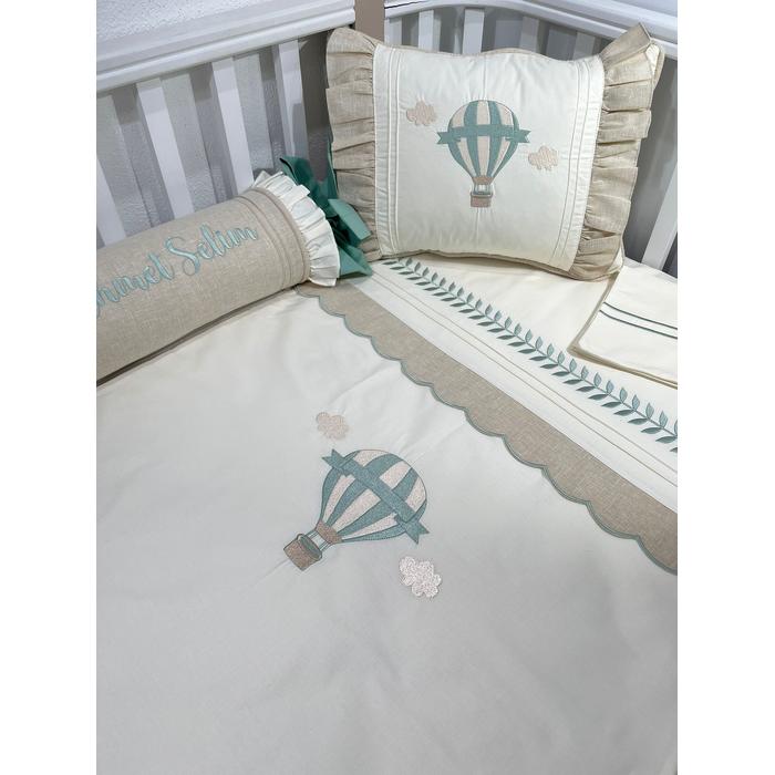 Nevresim takımı 5 parça krem poplin - bej isviçre keten 