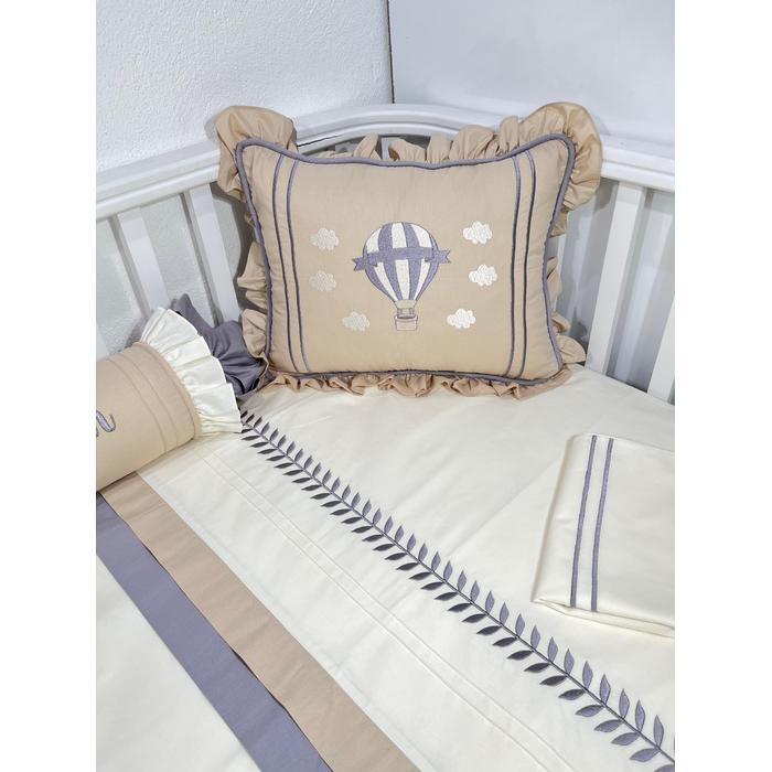 Nevresim takımı 5 parça krem poplin - bej gri poplin 