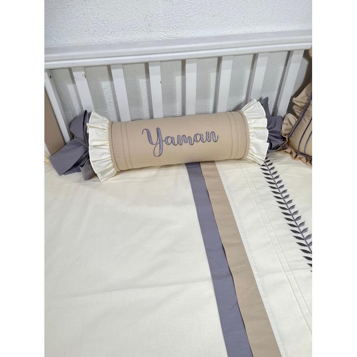 Nevresim takımı 5 parça krem poplin - bej gri poplin 