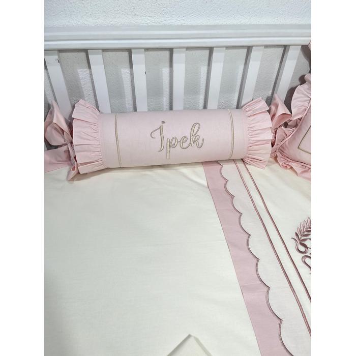 Nevresim takımı 5 parça krem ve pudra poplin 