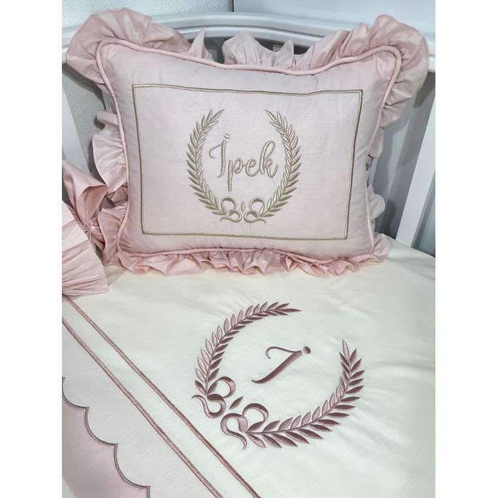 Nevresim takımı 5 parça krem ve pudra poplin 