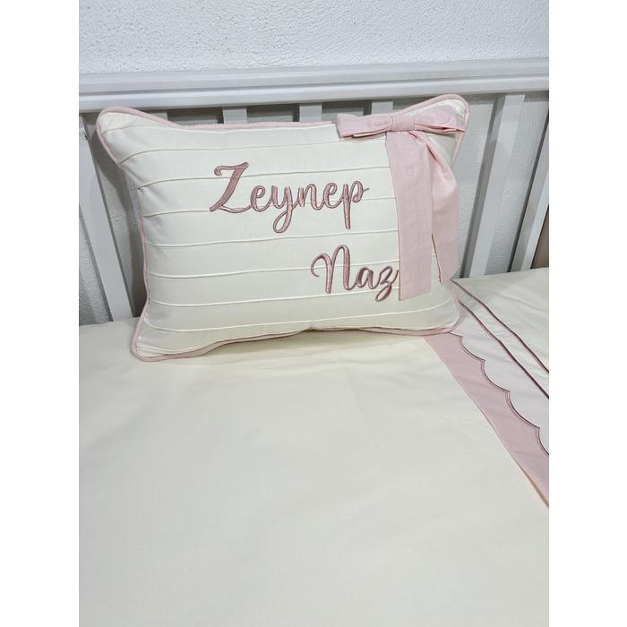 Nevresim takımı 5 parça krem ve pudra poplin 3