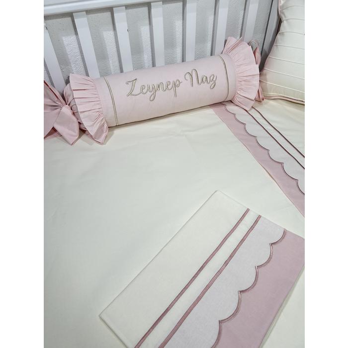 Nevresim takımı 5 parça krem ve pudra poplin 3