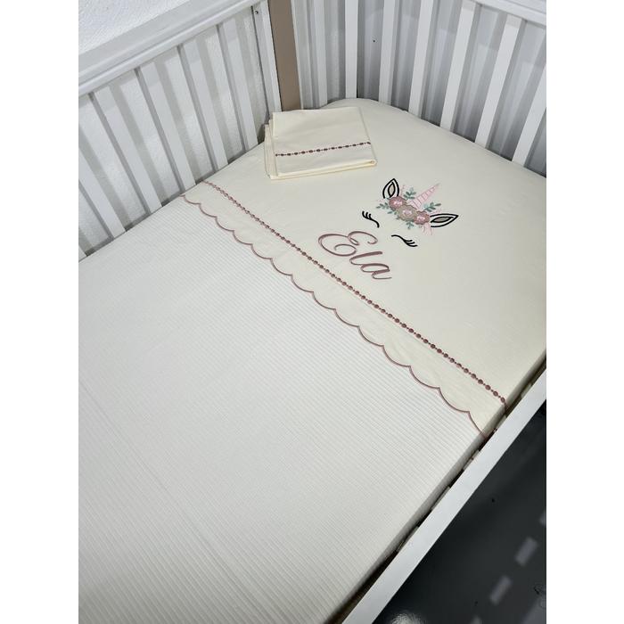 Pike takımı 3 parça krem fitilli pike - krem poplin
