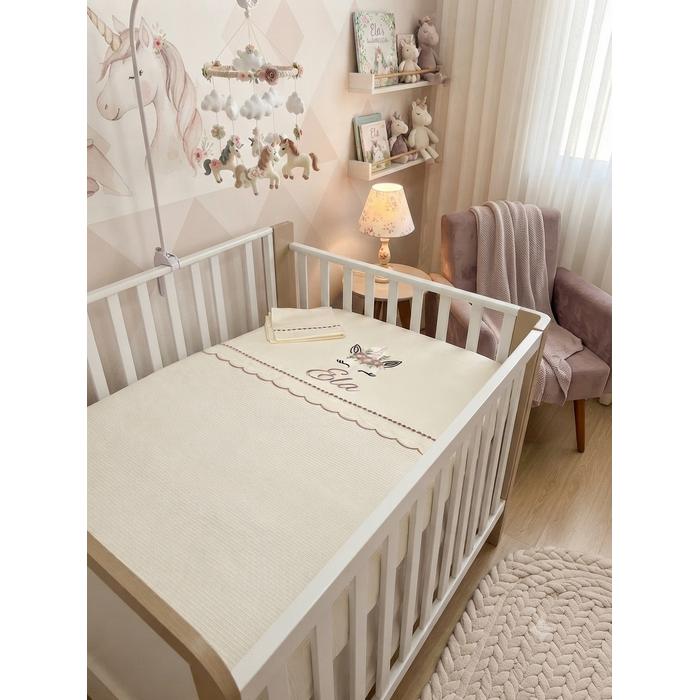 Pike takımı 3 parça krem fitilli pike - krem poplin