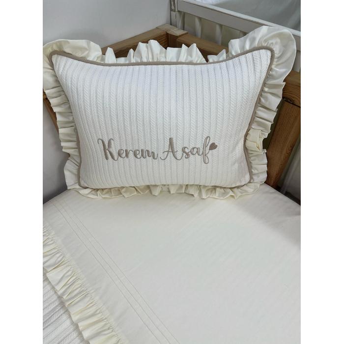 Pike takımı 4 parça krem örgü pike - krem poplin 2