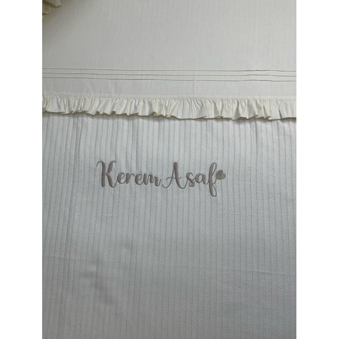 Pike takımı 4 parça krem örgü pike - krem poplin 2