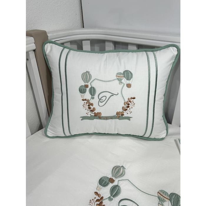 Pike takımı 5 parça beyaz fitilli pike - bej isviçre keteni 7