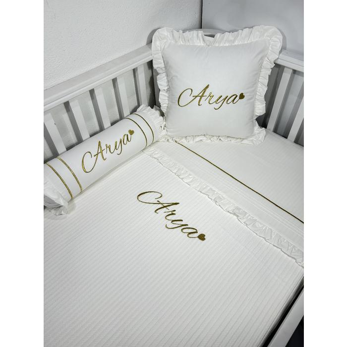 Pike takımı 5 parça beyaz örgü pike - beyaz poplin 10