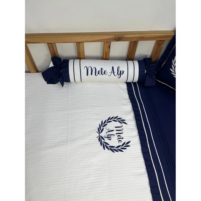 Pike takımı 5 parça beyaz örgü pike - lacivert poplin 2