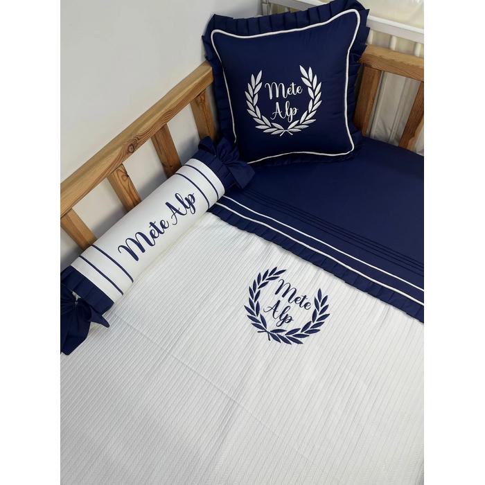 Pike takımı 5 parça beyaz örgü pike - lacivert poplin 2