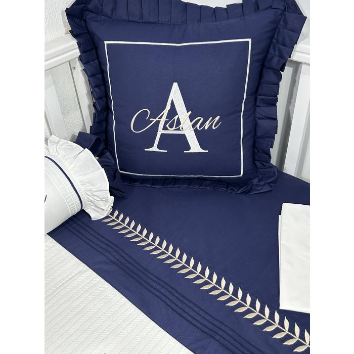 Pike takımı 5 parça beyaz örgü pike - lacivert poplin 3