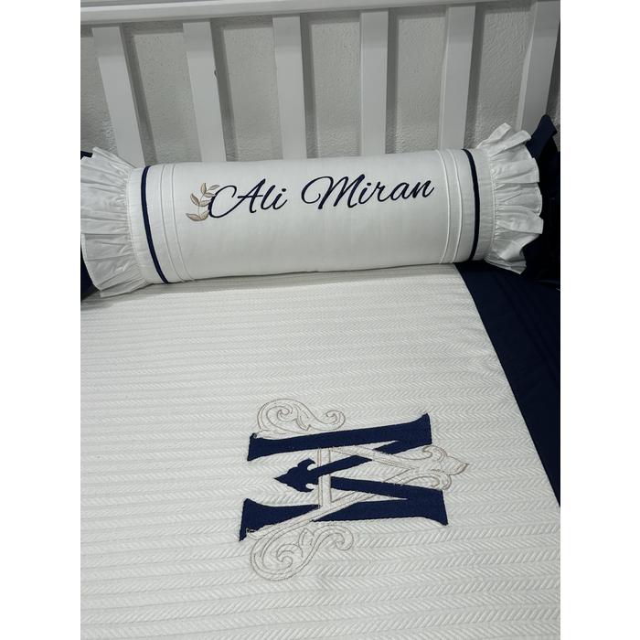 Pike takımı 5 parça beyaz örgü pike - lacivert poplin 4