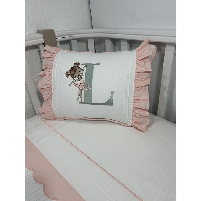 Pike takımı 5 parça beyaz örgü pike - somon poplin 2