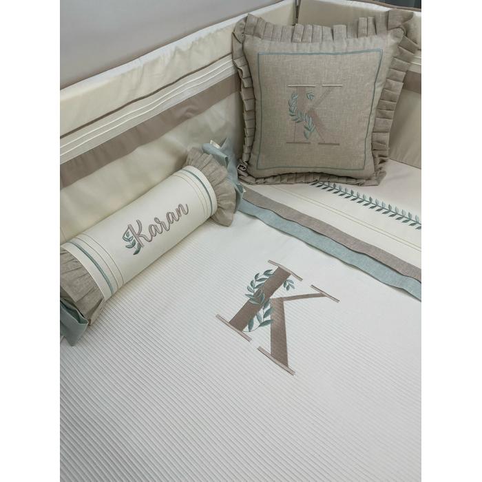 Pike takımı 5 parça krem fitilli pike - bej isviçre keten 1