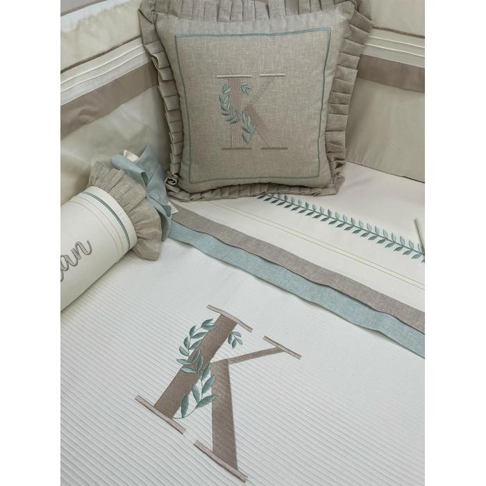 Pike takımı 5 parça krem fitilli pike - bej isviçre keten 1