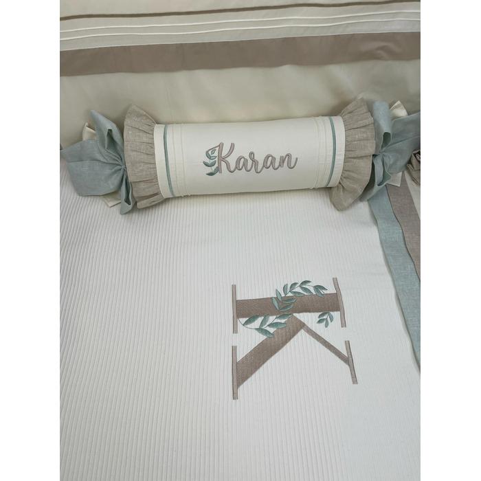 Pike takımı 5 parça krem fitilli pike - bej isviçre keten 1