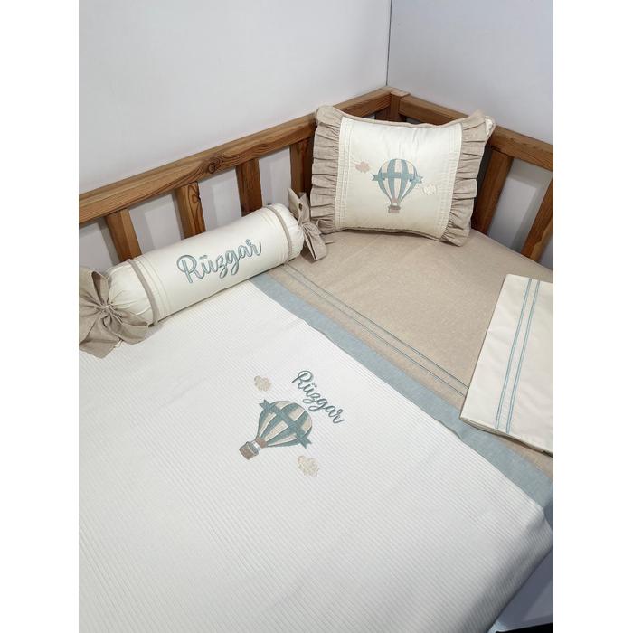 Pike takımı 5 parça krem fitilli pike - bej isviçre keten 10