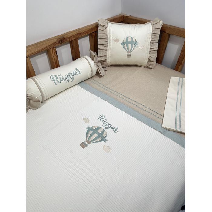 Pike takımı 5 parça krem fitilli pike - bej isviçre keten 10