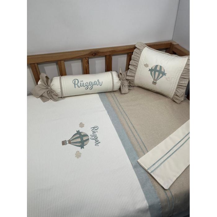 Pike takımı 5 parça krem fitilli pike - bej isviçre keten 10