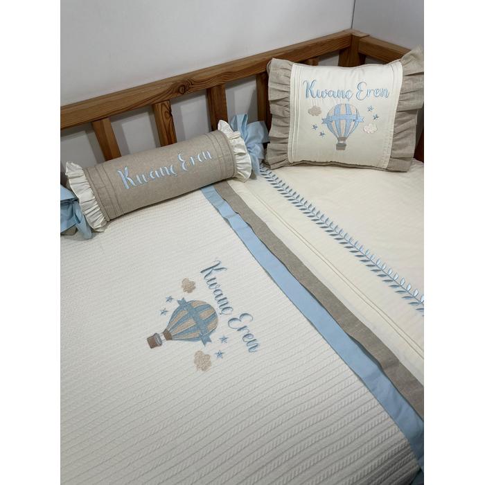 Pike takımı 5 parça krem örgü pike - bej isviçre keten 28